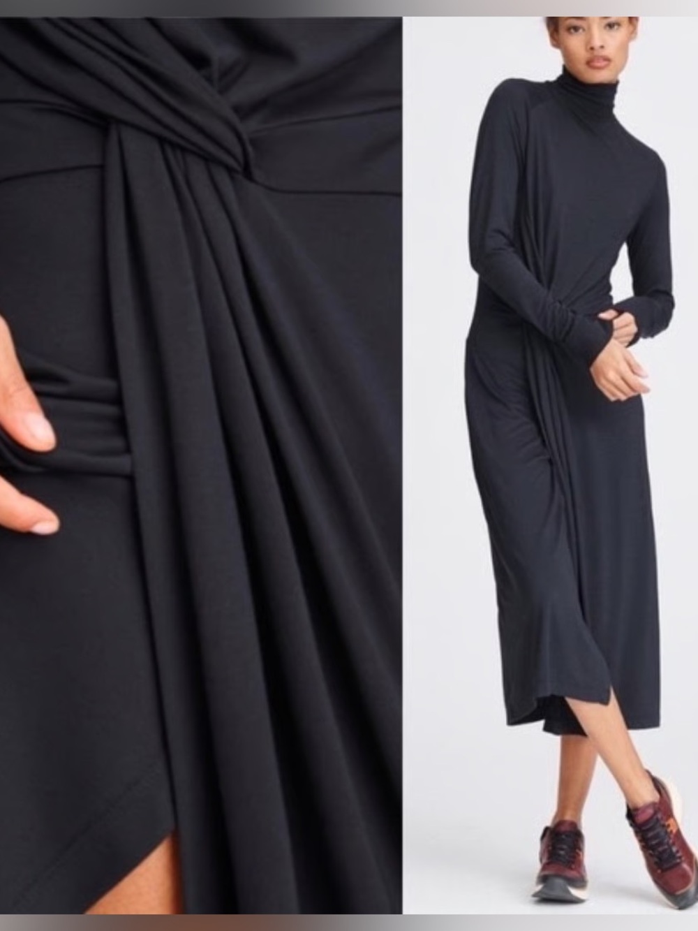 Rag & bone Black Long-Sleeve Turtleneck Midi Dress size large - Picture 2 of 12